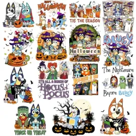 15 Halloween Kids Dogs Cartoon Designs Bundle PNG
