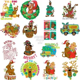 17 Christmas Scooby Dog Cartoon Designs Bundle PNG