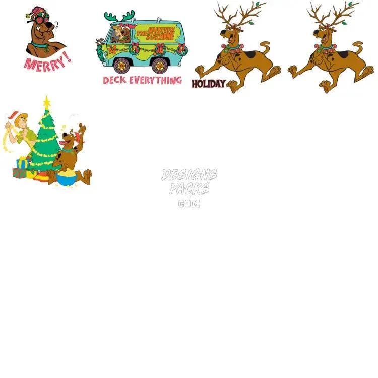 17 Christmas Scooby Dog Cartoon Designs Bundle PNG