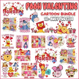 18  Pooh Valentine Day Designs Bundle PNG