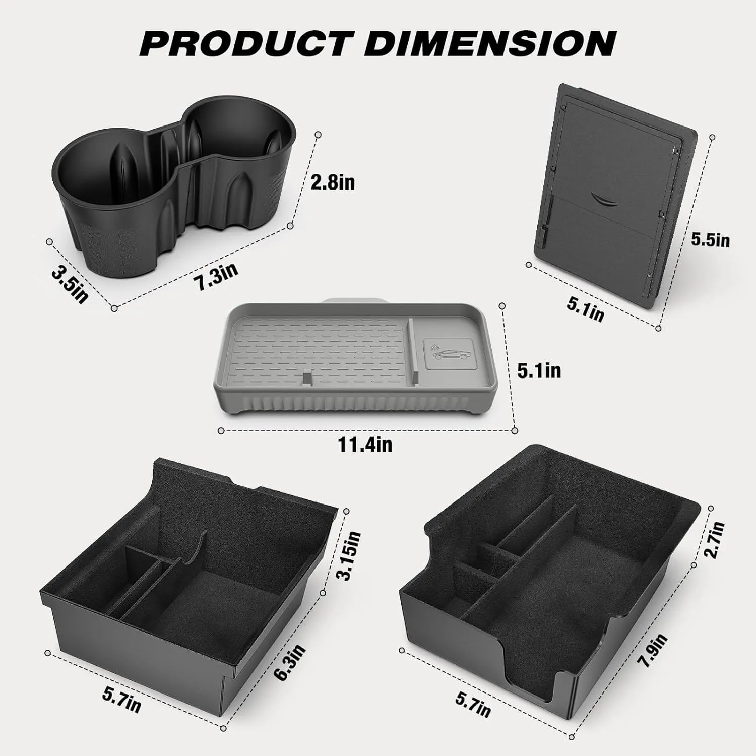 2021-2023 Tesla Model 3 2021-2024 Model Y Utility Accessories 5-Pack