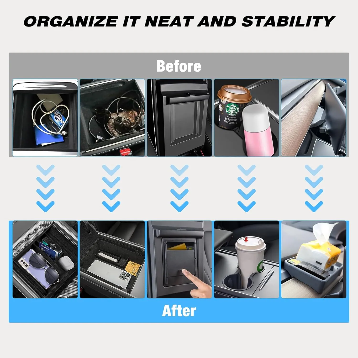 2021-2023 Tesla Model 3 2021-2024 Model Y Utility Accessories 5-Pack