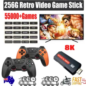 256GB 2025 NEW 8K HDMI Video Game Stick Console | 55000  Games | 2 Wireless Controllers