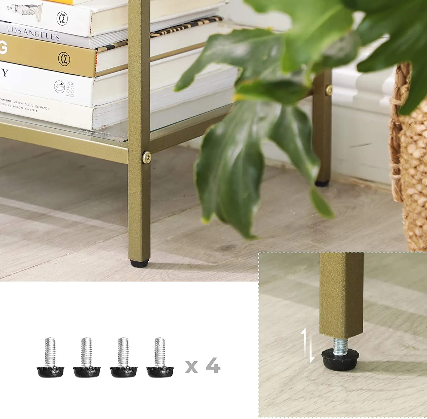 3 Tier Metal Storage Rack Cupboard With Tempered Glass Tops