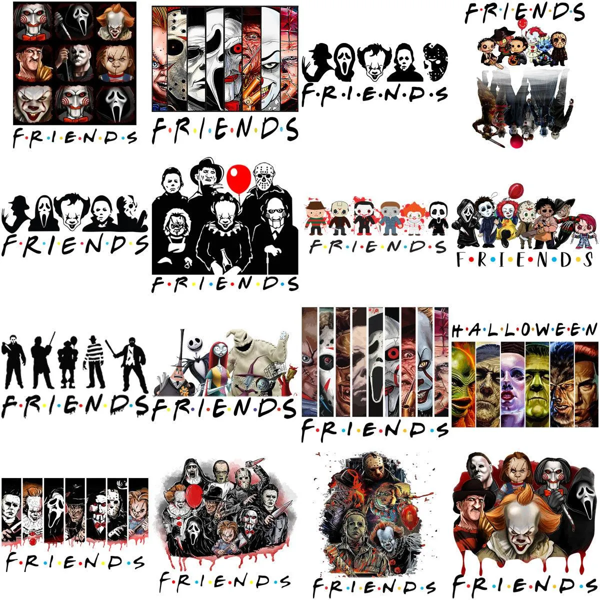 40 Halloween Slashers Friends Horror Movie Designs Bundle PNG
