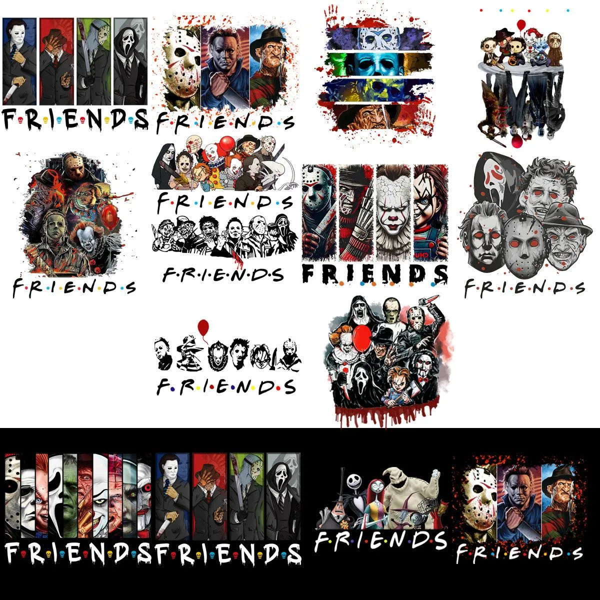 40 Halloween Slashers Friends Horror Movie Designs Bundle PNG