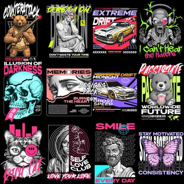 49 Mixed Streetwear Brand Designs Bundle PNG