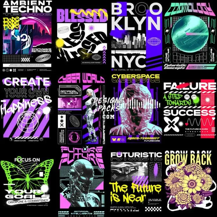 49 Mixed Streetwear Brand Designs Bundle PNG