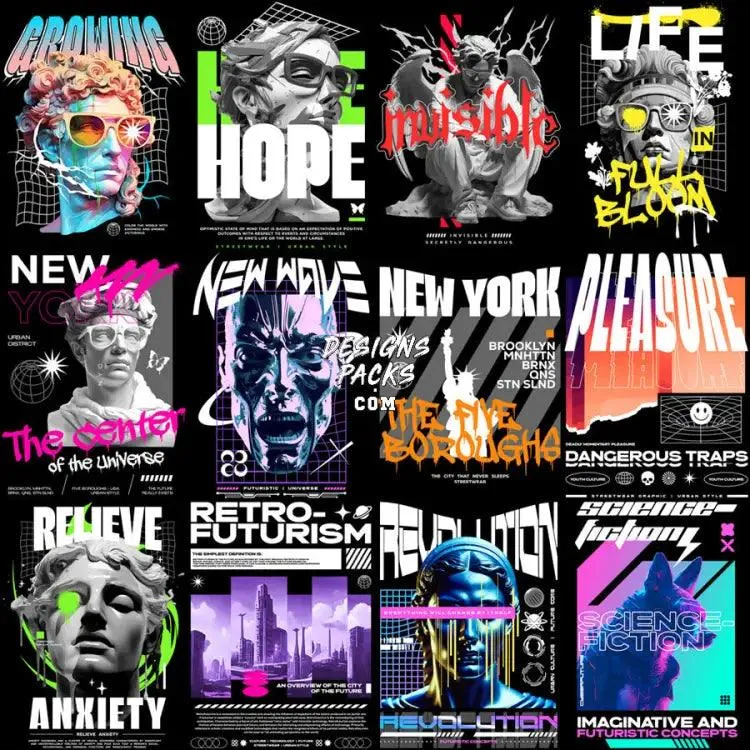 49 Mixed Streetwear Brand Designs Bundle PNG
