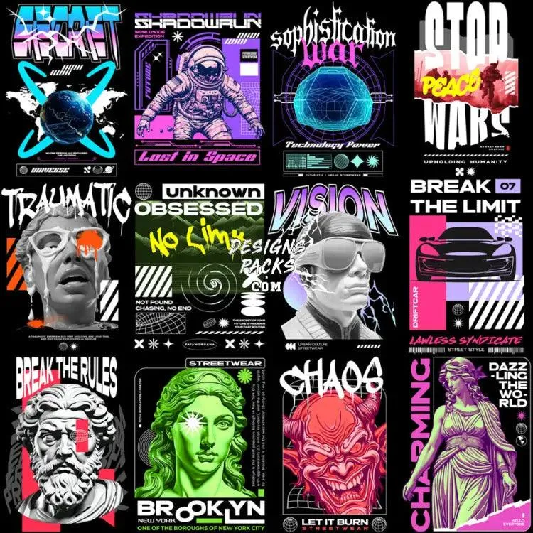 49 Mixed Streetwear Brand Designs Bundle PNG