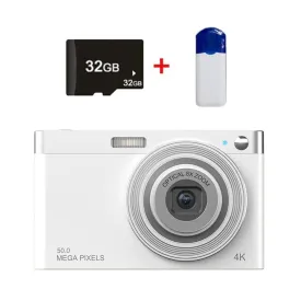 4K Digital Camera | 8x Optical Zoom | Telescopic Lens | Card Reader & 32G | White Edition
