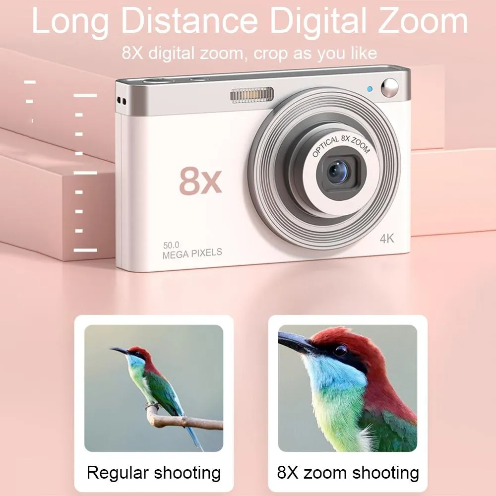 4K Digital Camera | 8x Optical Zoom | Telescopic Lens | Card Reader & 32G | White Edition