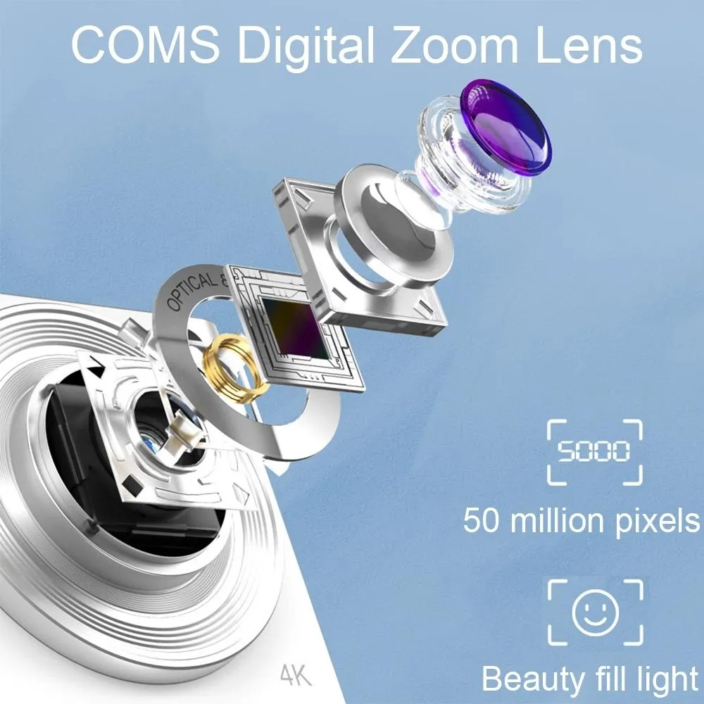 4K Digital Camera | 8x Optical Zoom | Telescopic Lens | Card Reader & 32G | White Edition