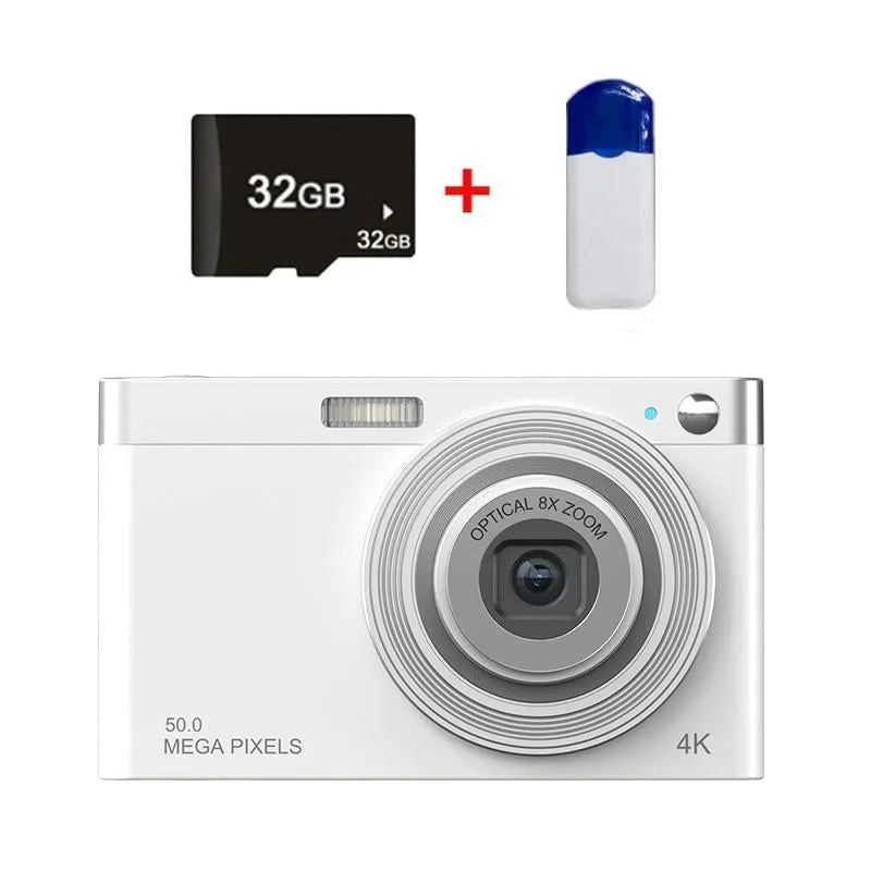 4K Digital Camera | 8x Optical Zoom | Telescopic Lens | Card Reader & 32G | White Edition