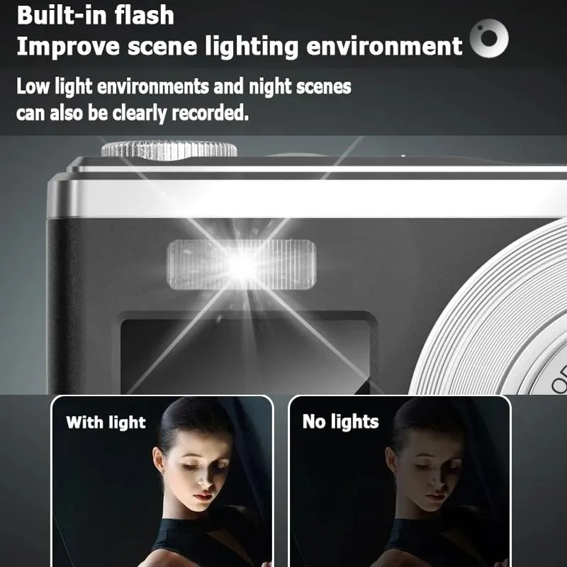 4K HD Digital Camera | 60MP | Dual Screen Selfie Camera | No Memory | White Edition