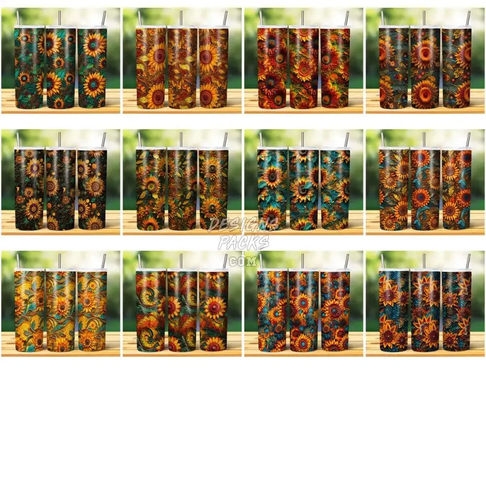 59 ELEGANT SUNFLOWER PAPER ART SEAMLESS Tumbler Wrap Bundle JPG