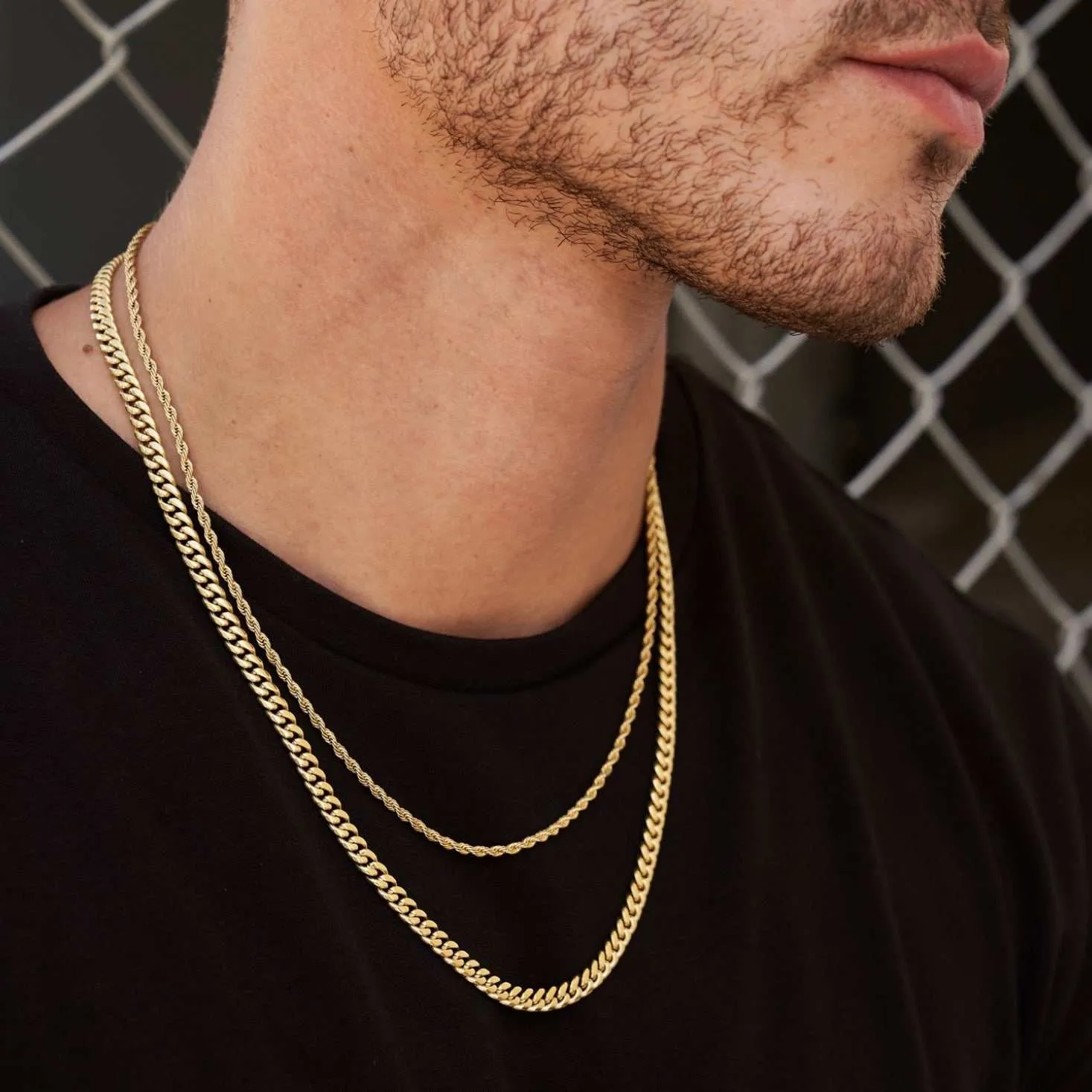 5mm Miami Cuban Necklace   2mm Rope Chain Bundle