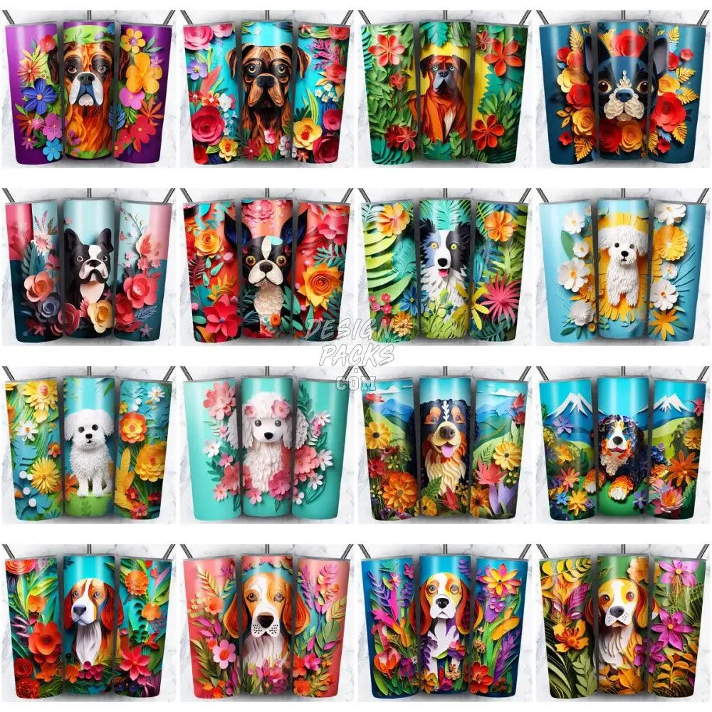 99 DOGS PAPER ART Tumbler Wrap Bundle JPG