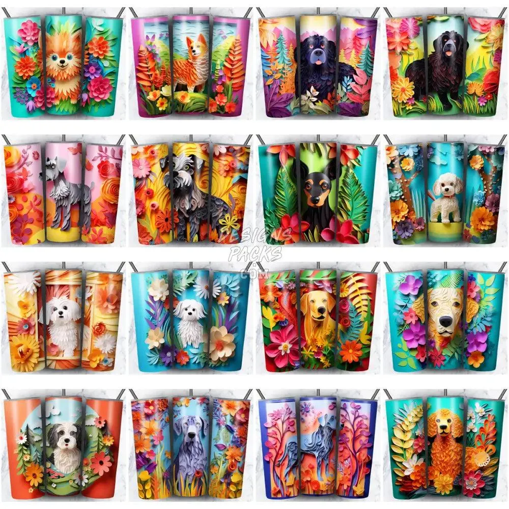 99 DOGS PAPER ART Tumbler Wrap Bundle JPG