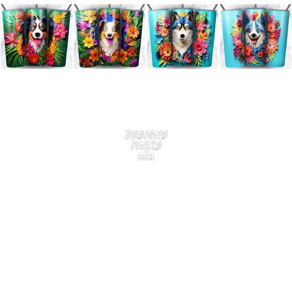 99 DOGS PAPER ART Tumbler Wrap Bundle JPG