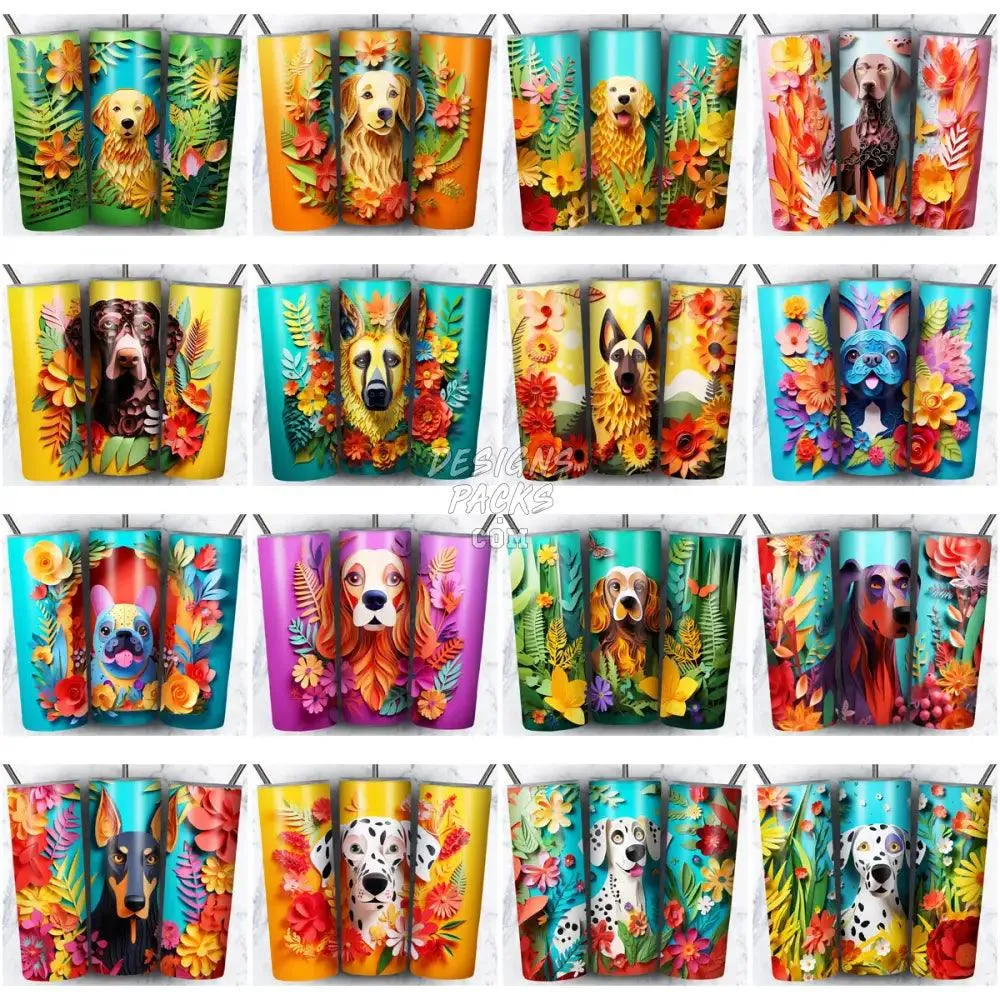 99 DOGS PAPER ART Tumbler Wrap Bundle JPG