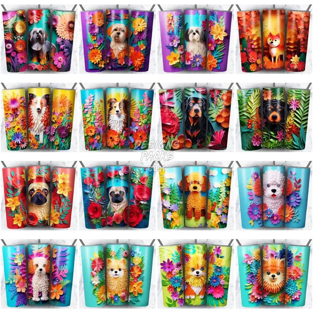 99 DOGS PAPER ART Tumbler Wrap Bundle JPG