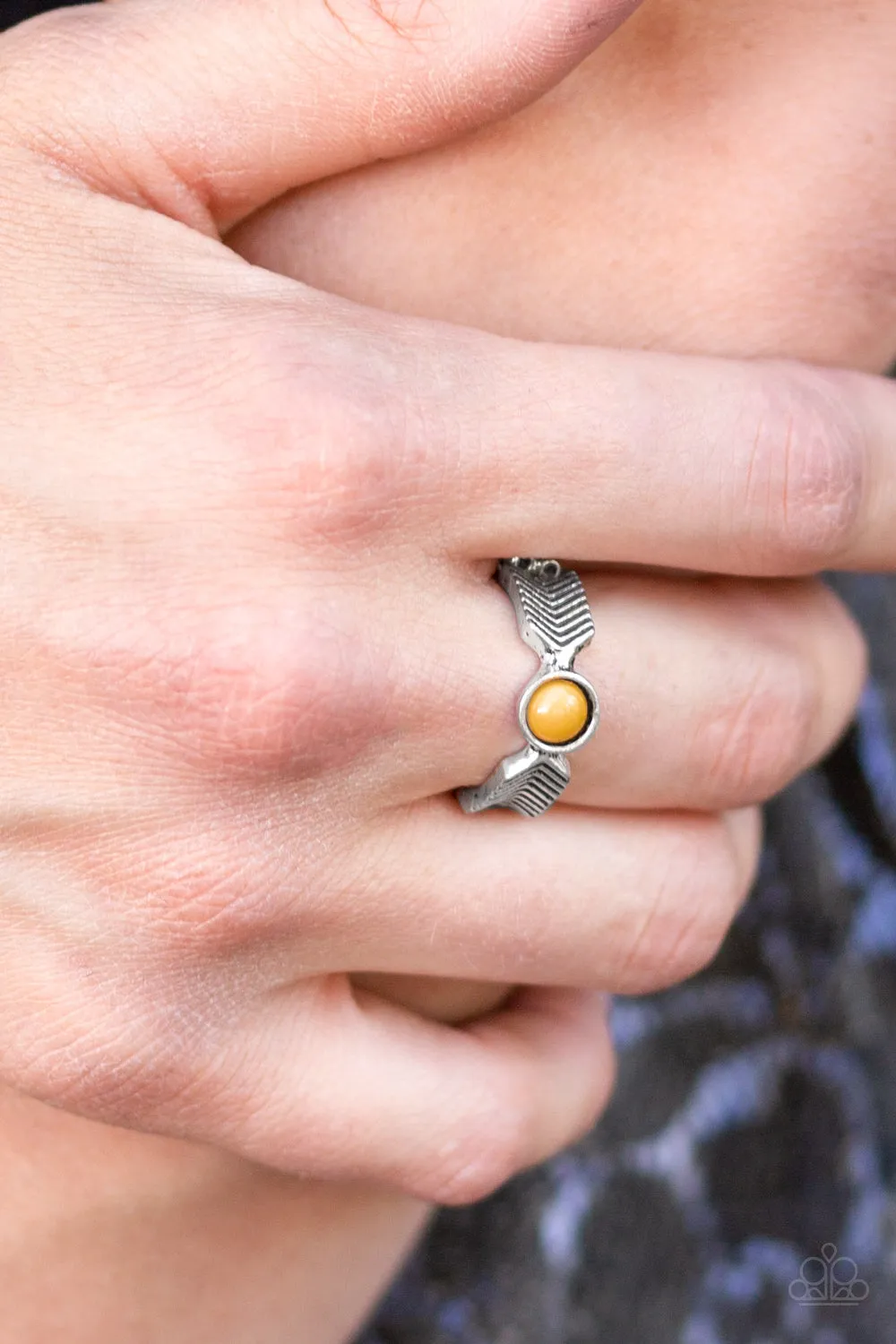 Awesomely ARROW-Dynamic - Yellow Ring - Paparazzi Accessories
