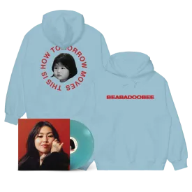 Beabadoobee / This Is How Tomorrow Moves LP Exclusive Alternative Cover & Sea Glass Blue Vinyl & Blue Hoodie Bundle