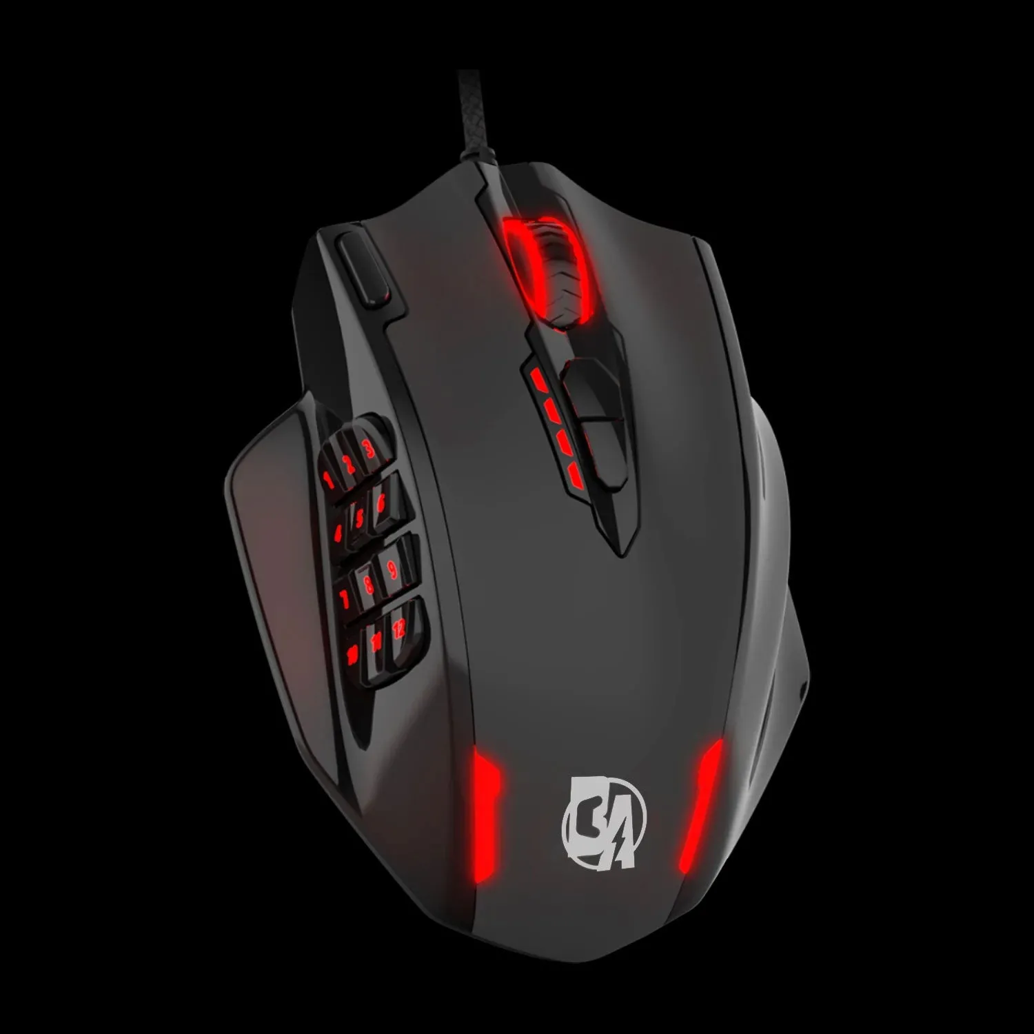BOLT AXTION RGB MMO Gaming Mouse - 12 Side Buttons, 12,400DPI, 20 Macro Shortcuts, Ergonomic