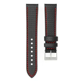 Carbon Fiber Red - Handmade Carbon Grain Leather Watch Strap For Rolex Day-Date 36mm