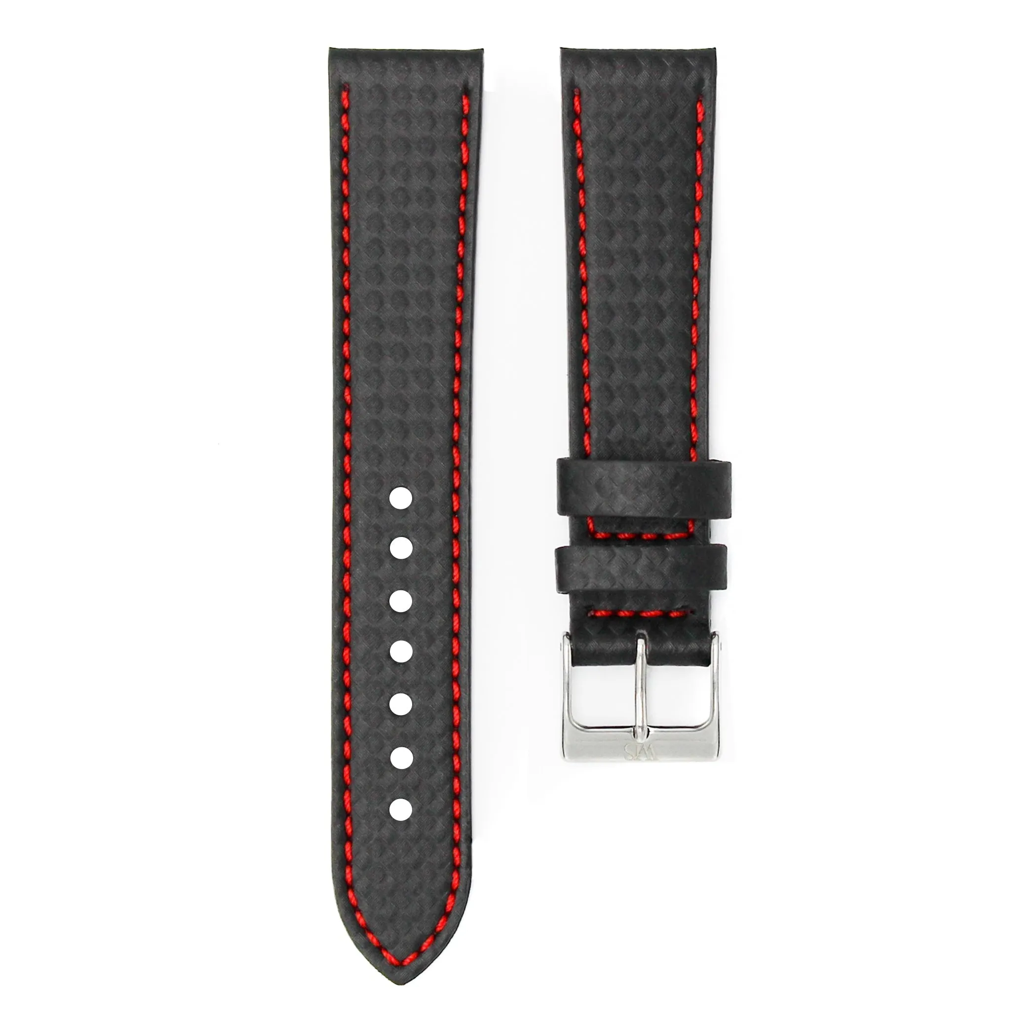 Carbon Fiber Red - Handmade Carbon Grain Leather Watch Strap For Rolex Day-Date 36mm