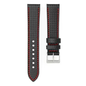 Carbon Fiber Red - Handmade Carbon Grain Leather Watch Strap For Rolex Explorer