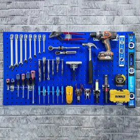 Cheston Metal Pegboard Wall Mount Tool Organiser with Multiple 26 Hooks & Accessories Included | Wall Shelves for Garage Workshop Room Study | For Hand Tools & Power Tools (90 * 45 * 1.6 cm)