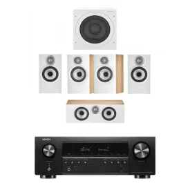 Denon AVRS670H 5.2 Ch 8K AV Receiver with Bowers and Wilkins 607 S3 5.1 Surround Sound Speaker Package Oak