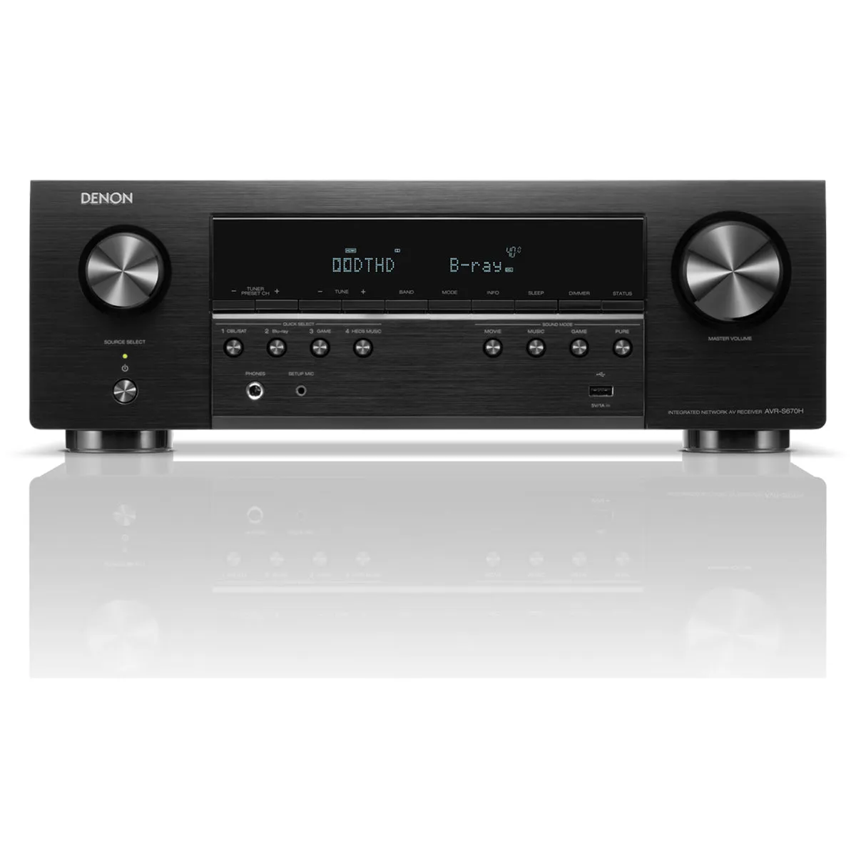 Denon AVRS670H 5.2 Ch 8K AV Receiver with Bowers and Wilkins 607 S3 5.1 Surround Sound Speaker Package Oak
