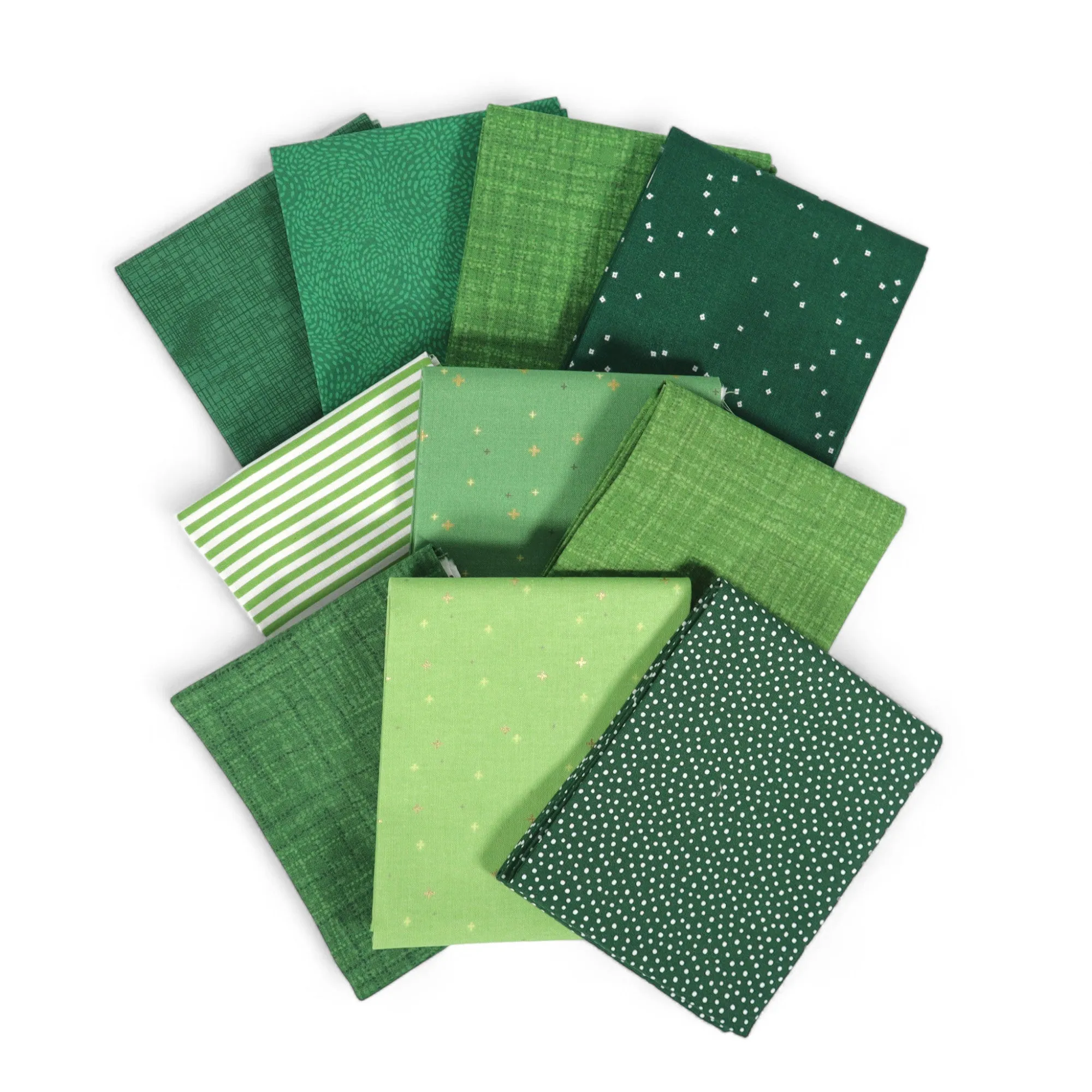 Green (10) Piece Fat Quarter Bundle
