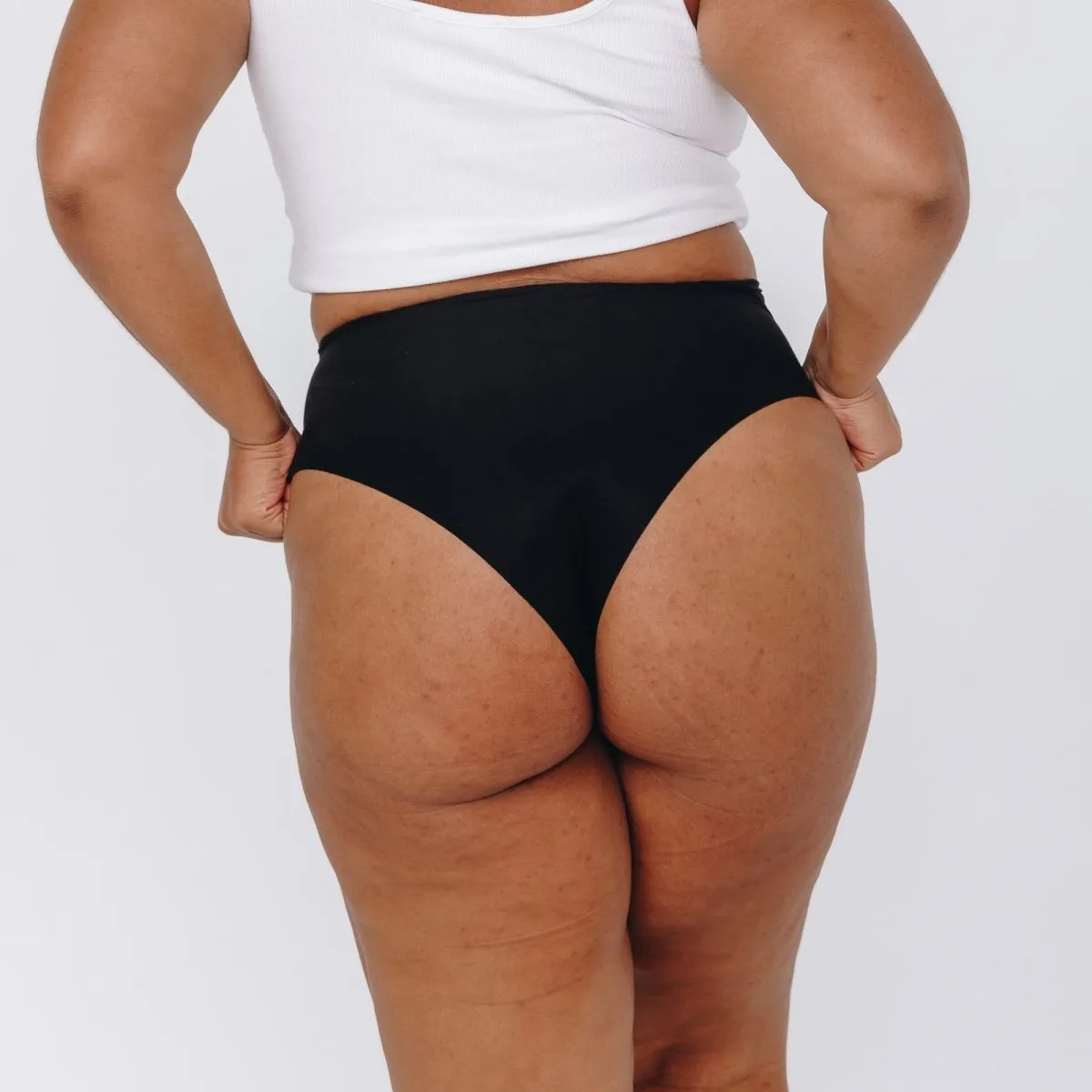 High-Rise Cheeky - Seamless Cotton - Black