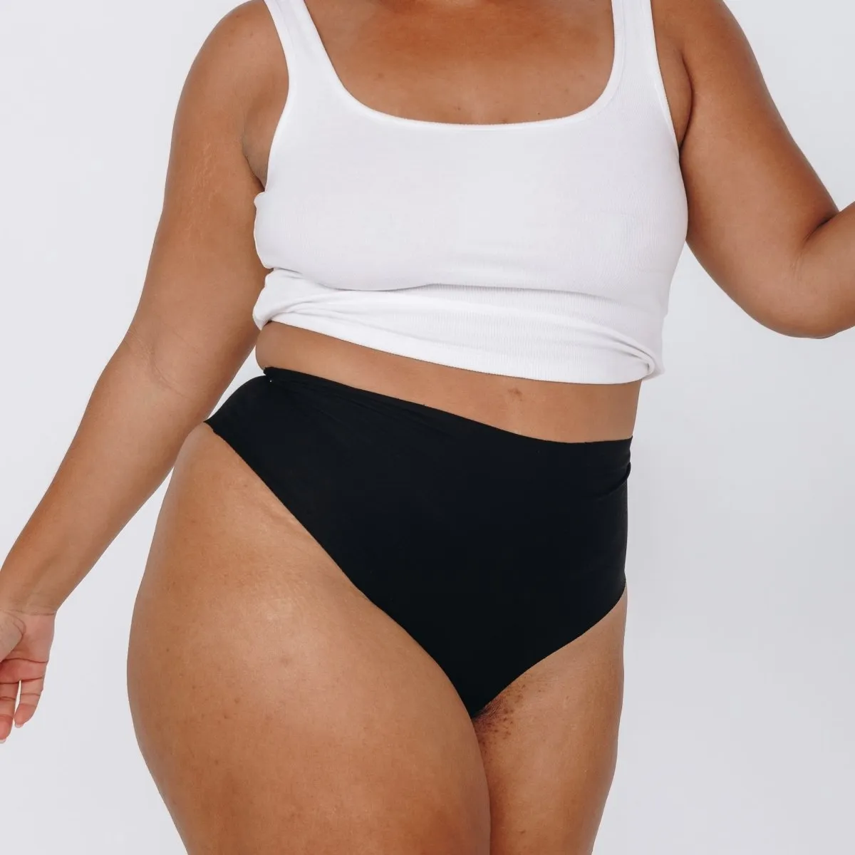 High-Rise Cheeky - Seamless Cotton - Black