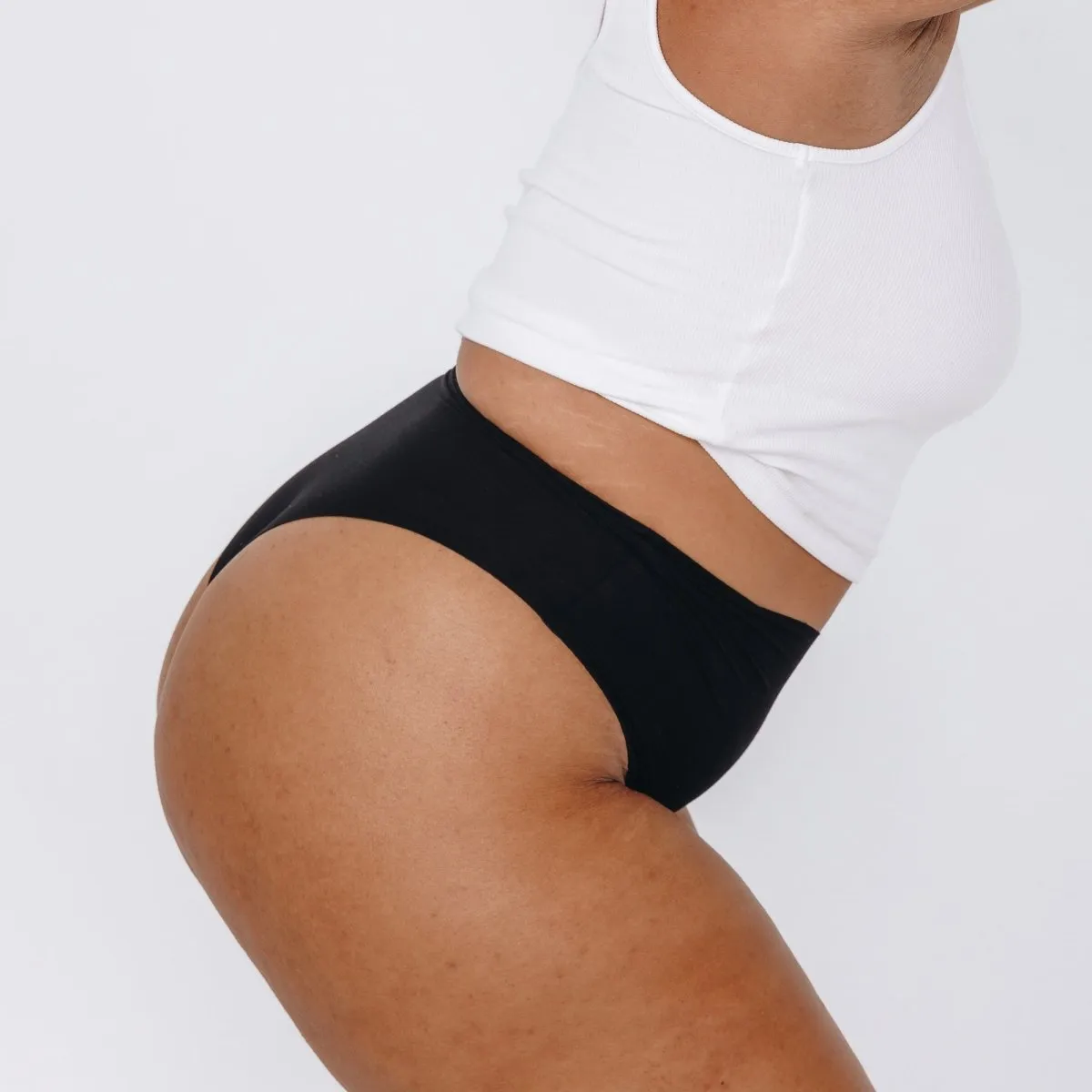 High-Rise Cheeky - Seamless Cotton - Black