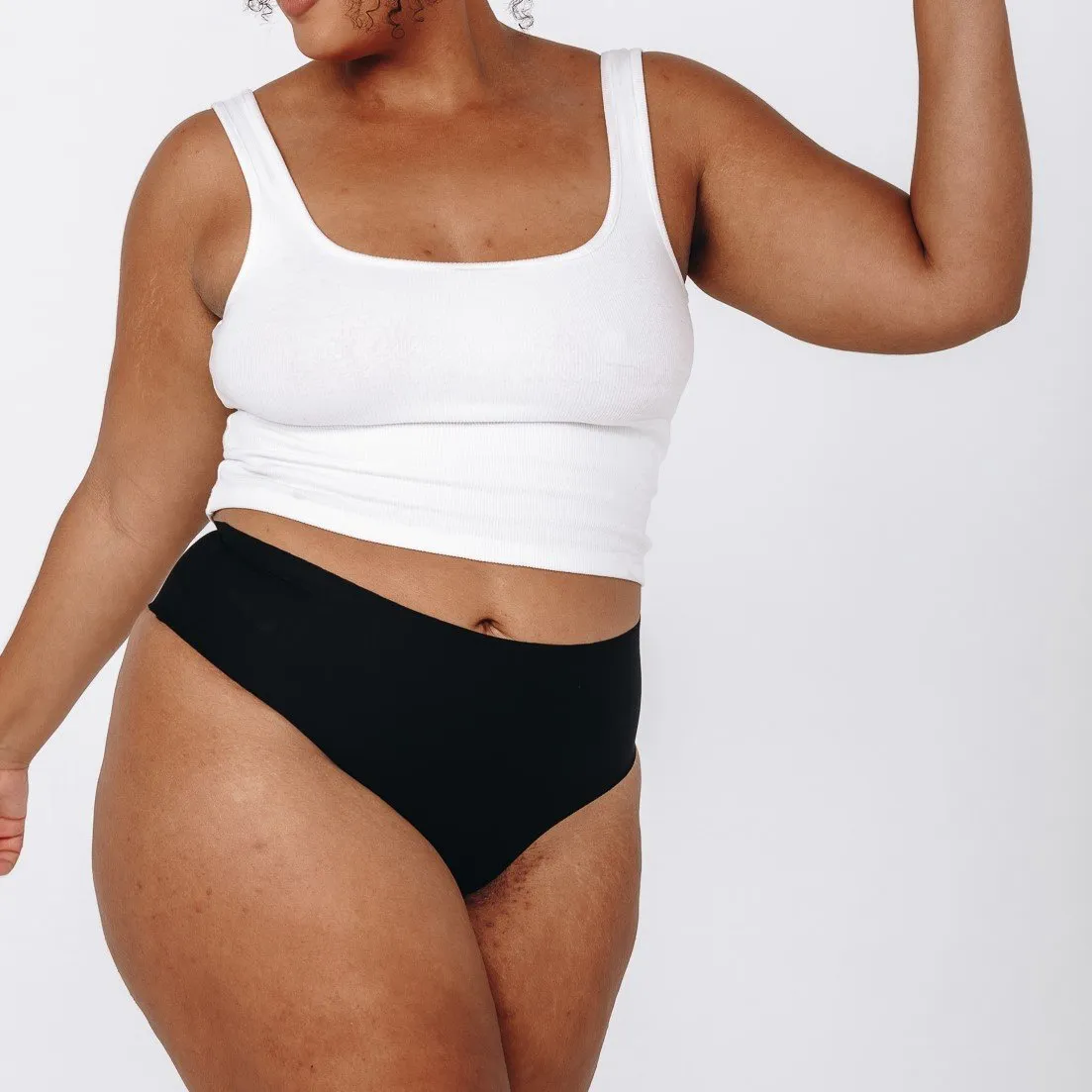 High-Rise Cheeky - Seamless Cotton - Black