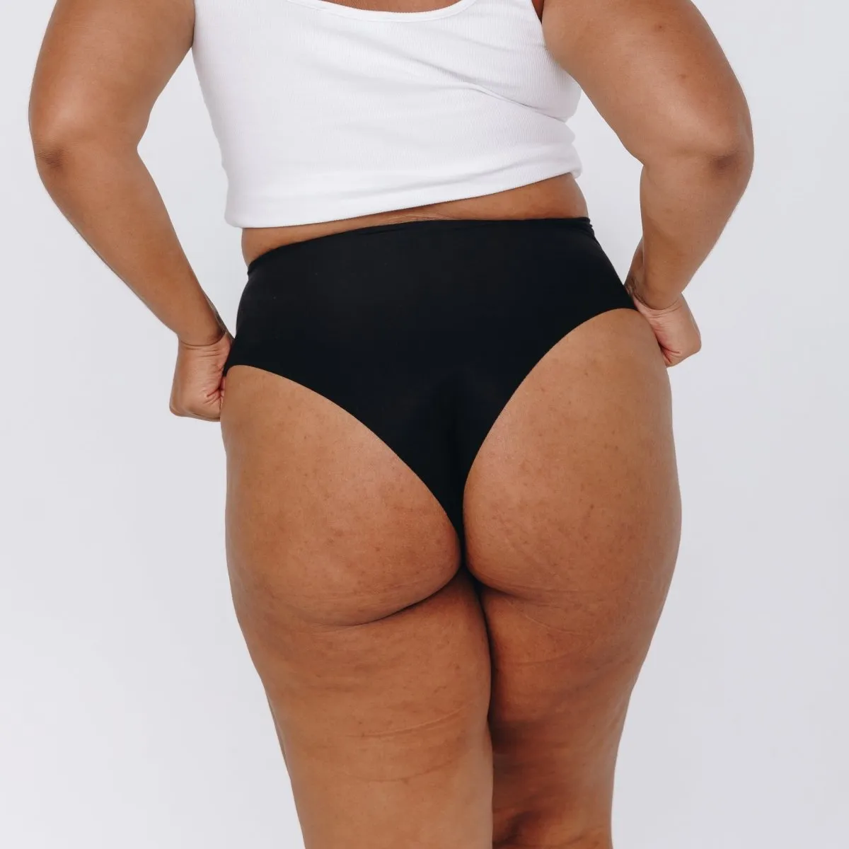 High-Rise Cheeky - Seamless Cotton - Black