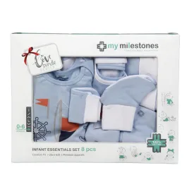 Infant Essentials Gift Set, Full Sleeves - Blue, Set of 8