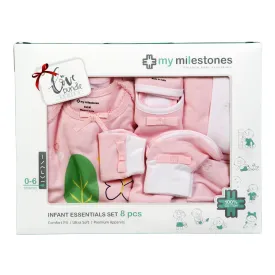 Infant Essentials Gift Set, Full Sleeves - Pink, Set of 8