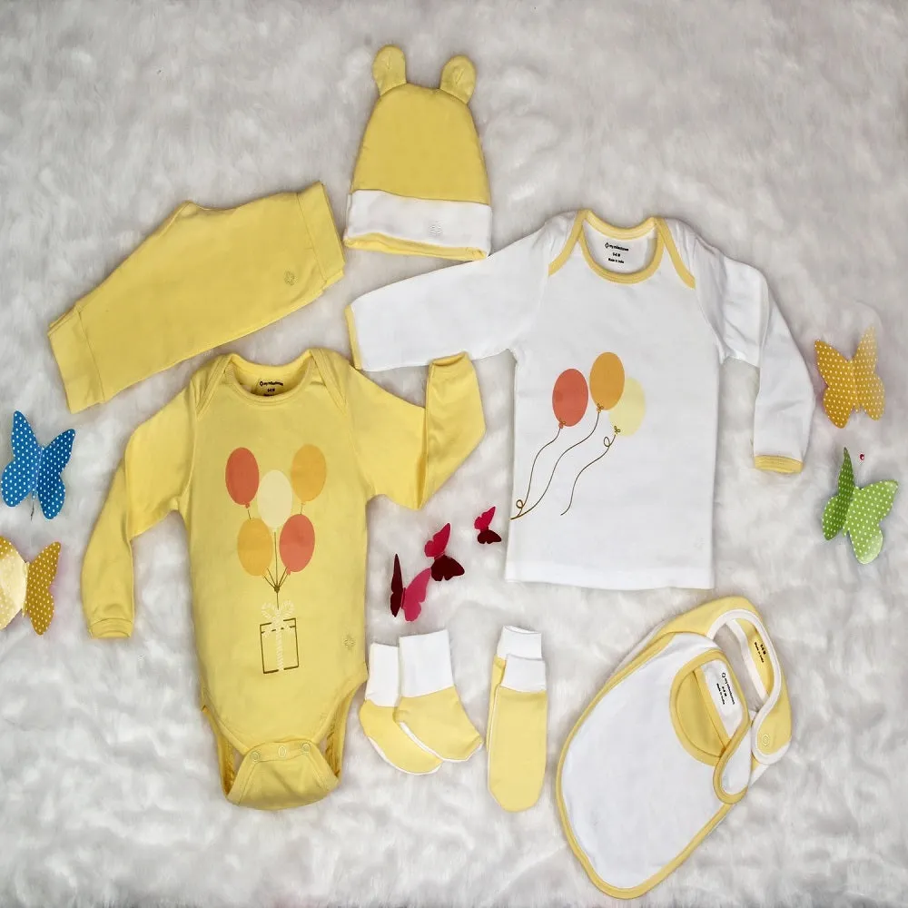 Infant Essentials Gift Set, Full Sleeves - Yellow, Set of 8