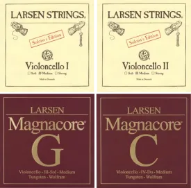 Larsen Solo/Magnacore Cello Combination String Set 4/4 - Larsen Solo A   D (Med) & Magnacore G and C