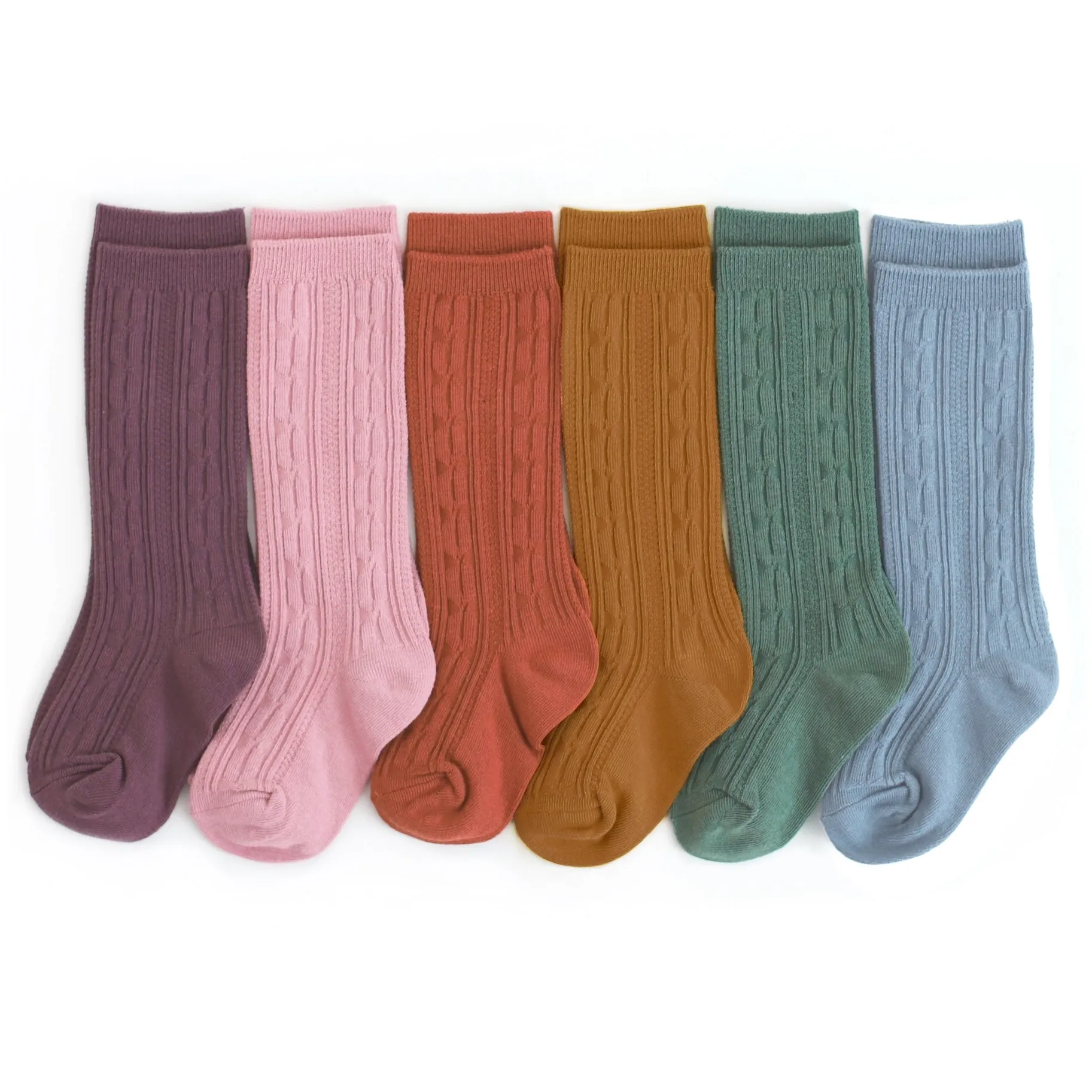 Little Stocking Co  | Knee High Cable Knit Socks 6 Pack ~ Folklore