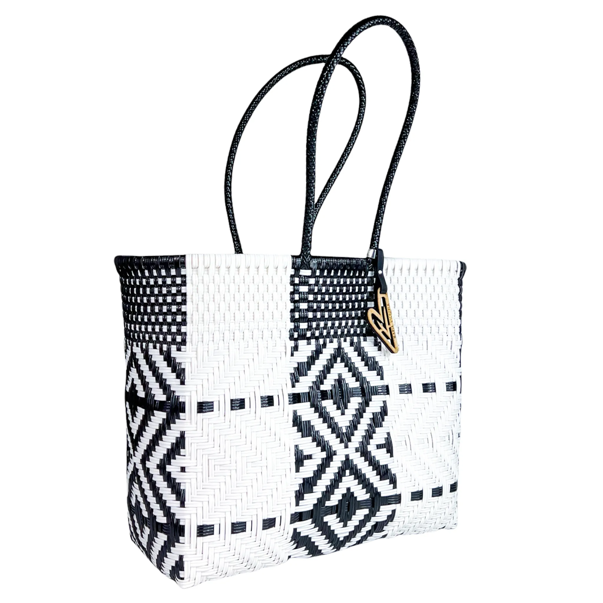 Maria Victoria | Black & White Pattern Women's Tote Bag - Multiple Sizes | Dynamic Collection | Upcycled, Handwoven