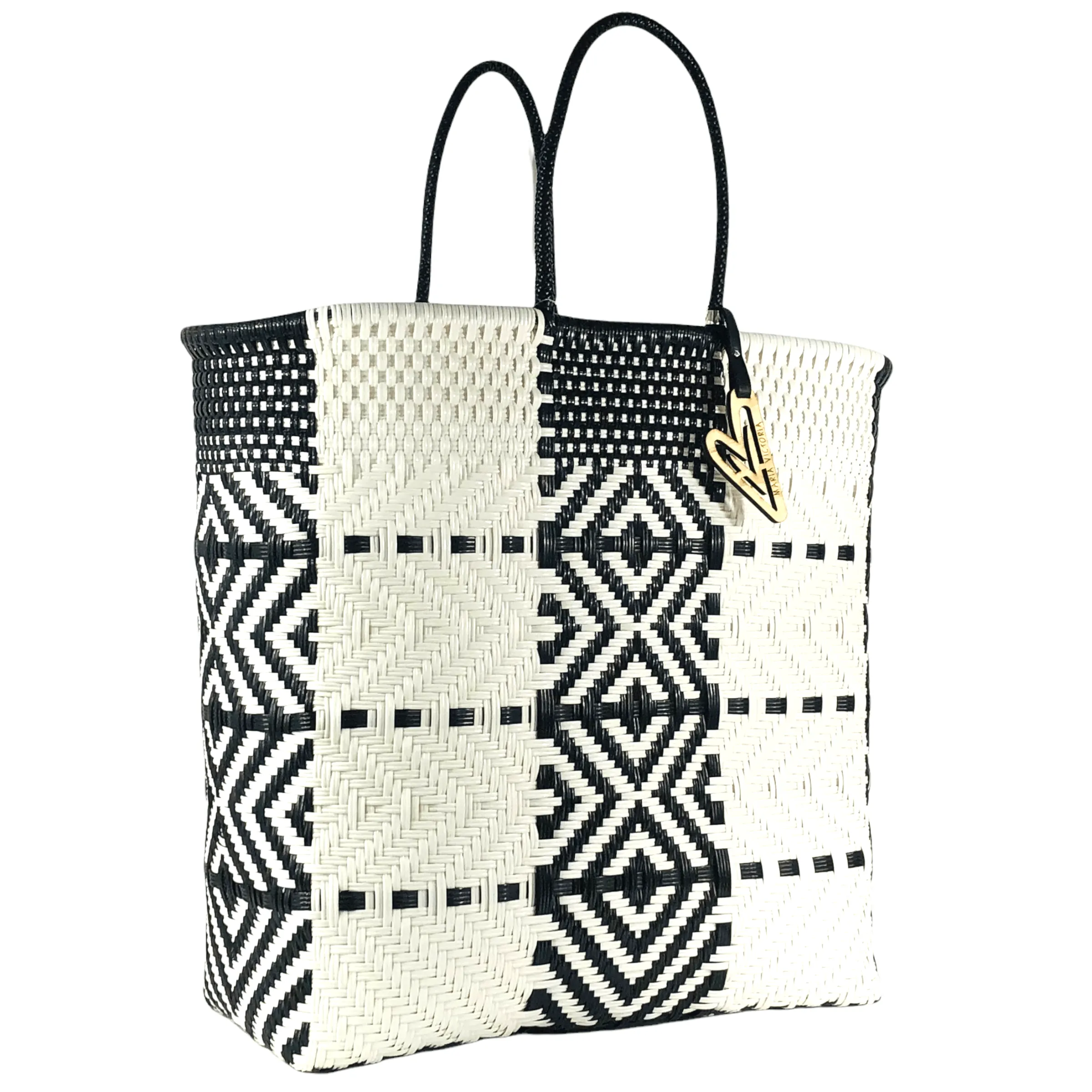 Maria Victoria | Black & White Pattern Women's Tote Bag - Multiple Sizes | Dynamic Collection | Upcycled, Handwoven