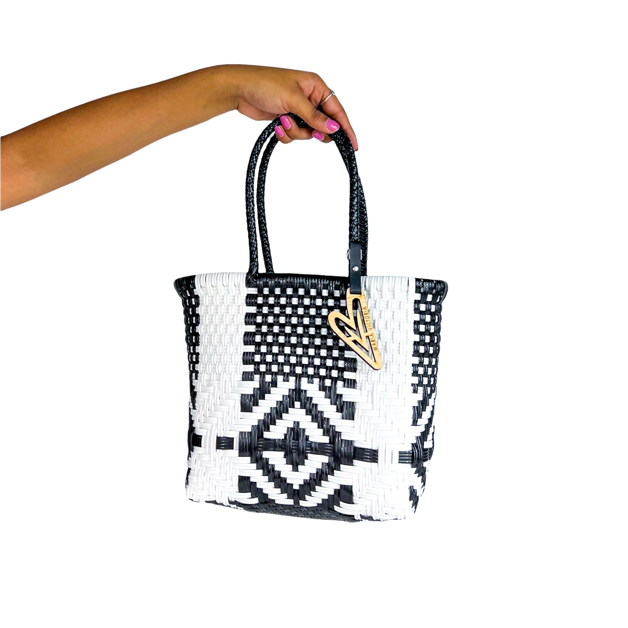 Maria Victoria | Black & White Pattern Women's Tote Bag - Multiple Sizes | Dynamic Collection | Upcycled, Handwoven