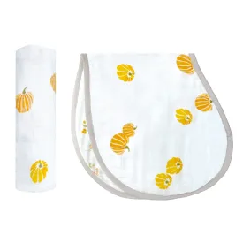 Masilo Swaddle & Burp Cloth Bib - Our Little Pumpkin